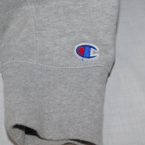Champion Mens L Gray Logo Spellout Crewneck Sweatshirt Activewear Gym Athleisure - Picture 8 of 12